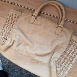 Anabaglish BOHO  handbag tote tan caramel leather